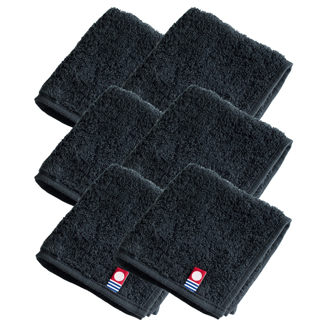 タオルハンカチ 6枚セット メンズ 今治 小さめ コンパクト タオル 20×20cm 【04】ブラック Tps-172-6set-bk