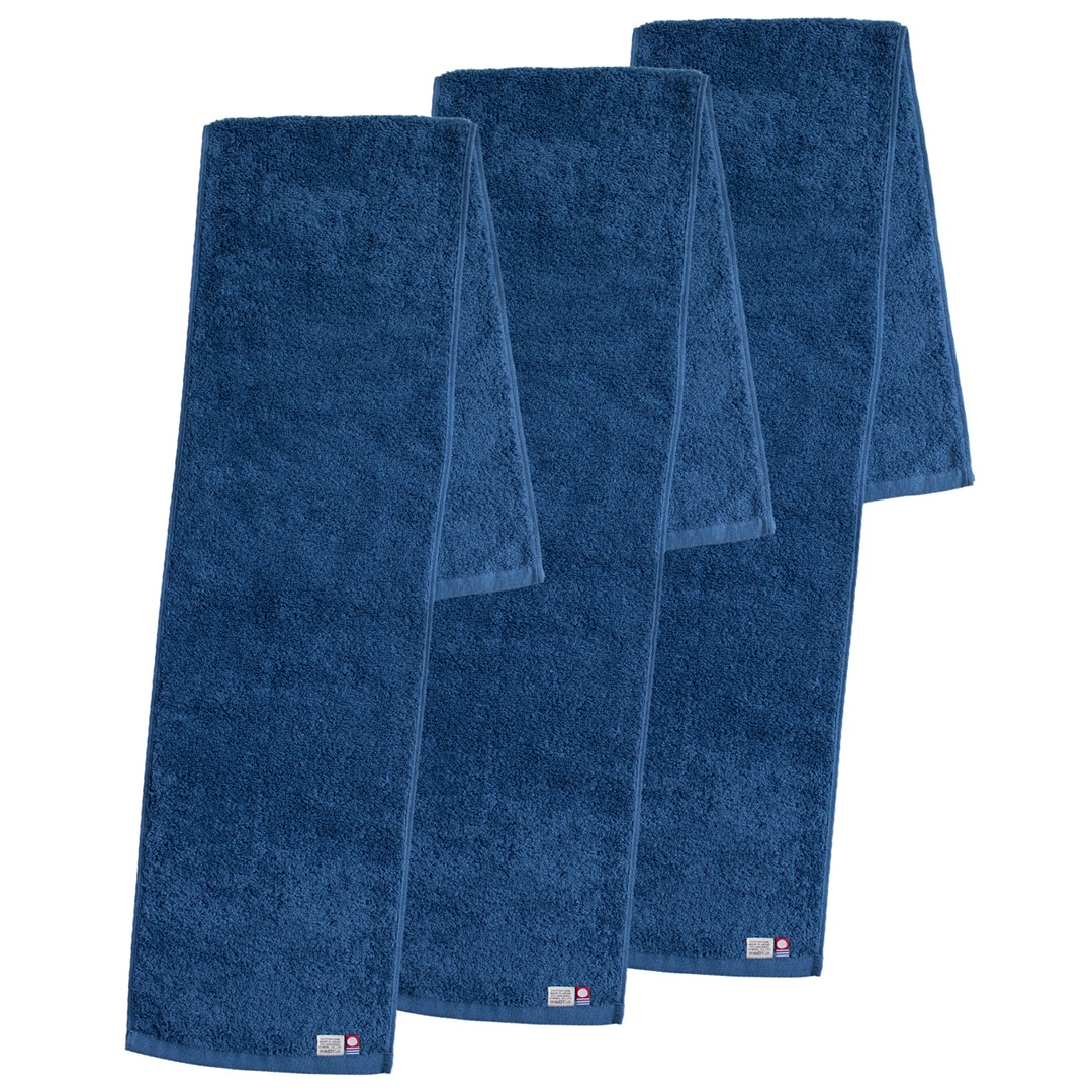 マフラータオル スポーツタオル 3枚セット メンズ 首巻き 今治 日本製 綿100% 夏 汗拭き タオル 今治産 吸水 厚手 肌触り マフラー 無地 スポーツ ジム 体育祭【07】ブルー Tps-180-3set-lu