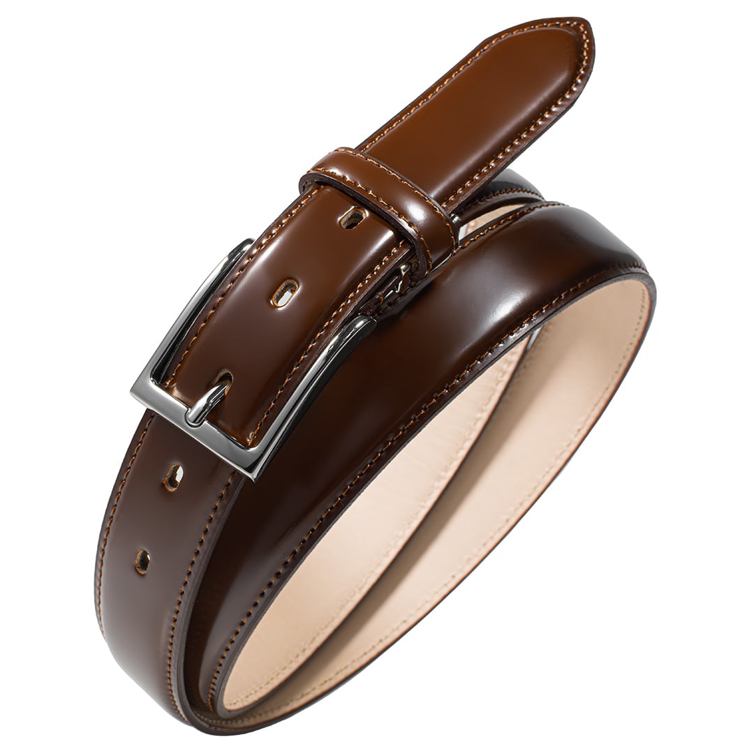 ベルト コードバン メンズ ビジネス 本革 国産 長さ調節可能 紳士ベルト おしゃれ 【02】ブラウン tps-185-br