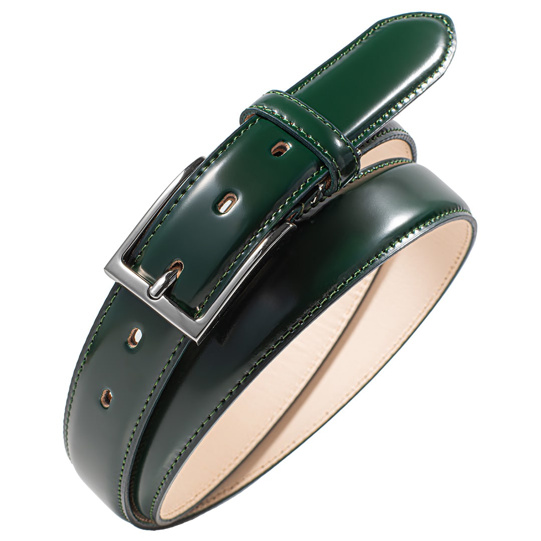 ベルト コードバン メンズ ビジネス 本革 国産 長さ調節可能 紳士ベルト おしゃれ 【03】グリーン tps-185-gr