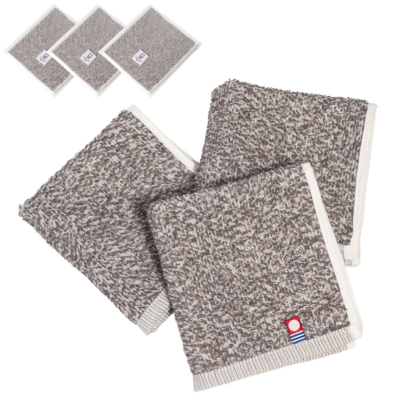 タオルハンカチ 今治 eco mix 3枚セット ハンカチ メンズ コンパクト ハンドタオル 今治タオル 手拭きタオル 環境にやさしい 23×24cm【04】杢ブラウン 3枚セット Tps-188-3set-bw