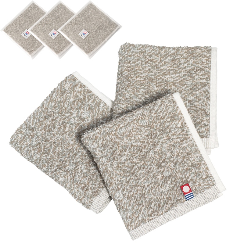 タオルハンカチ 今治 eco mix 3枚セット ハンカチ メンズ コンパクト ハンドタオル 今治タオル 手拭きタオル 環境にやさしい 23×24cm【03】杢グレージュ 3枚セット Tps-188-3set-gyj