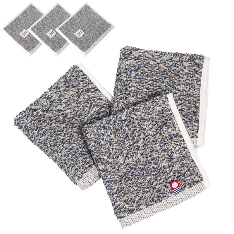 タオルハンカチ 今治 eco mix 3枚セット ハンカチ メンズ コンパクト ハンドタオル 今治タオル 手拭きタオル 環境にやさしい 23×24cm【02】杢ネイビー 3枚セット Tps-188-3set-nv