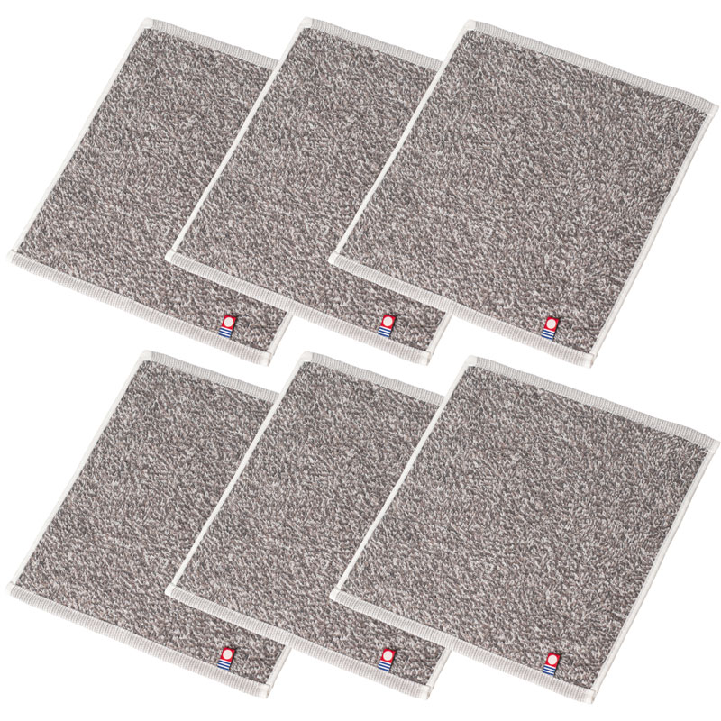 タオルハンカチ 今治 eco mix 6枚セット ハンカチ メンズ コンパクト ハンドタオル 今治タオル 手拭きタオル 環境にやさしい 23×24cm【07】杢ブラウン 6枚セット Tps-188-6set-bw