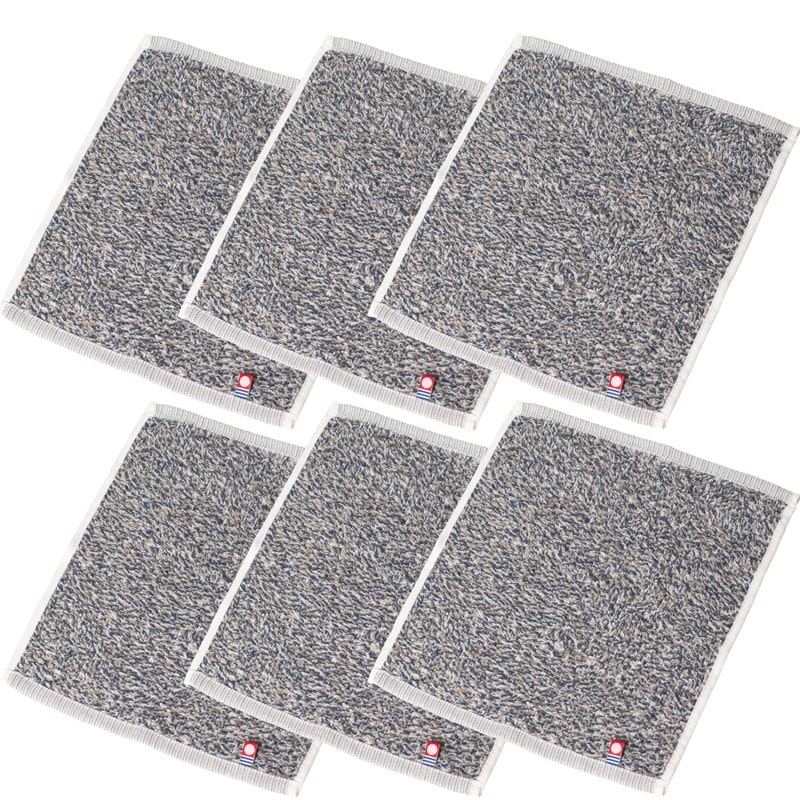 タオルハンカチ 今治 eco mix 6枚セット ハンカチ メンズ コンパクト ハンドタオル 今治タオル 手拭きタオル 環境にやさしい 23×24cm【06】杢ネイビー 6枚セット Tps-188-6set-nv