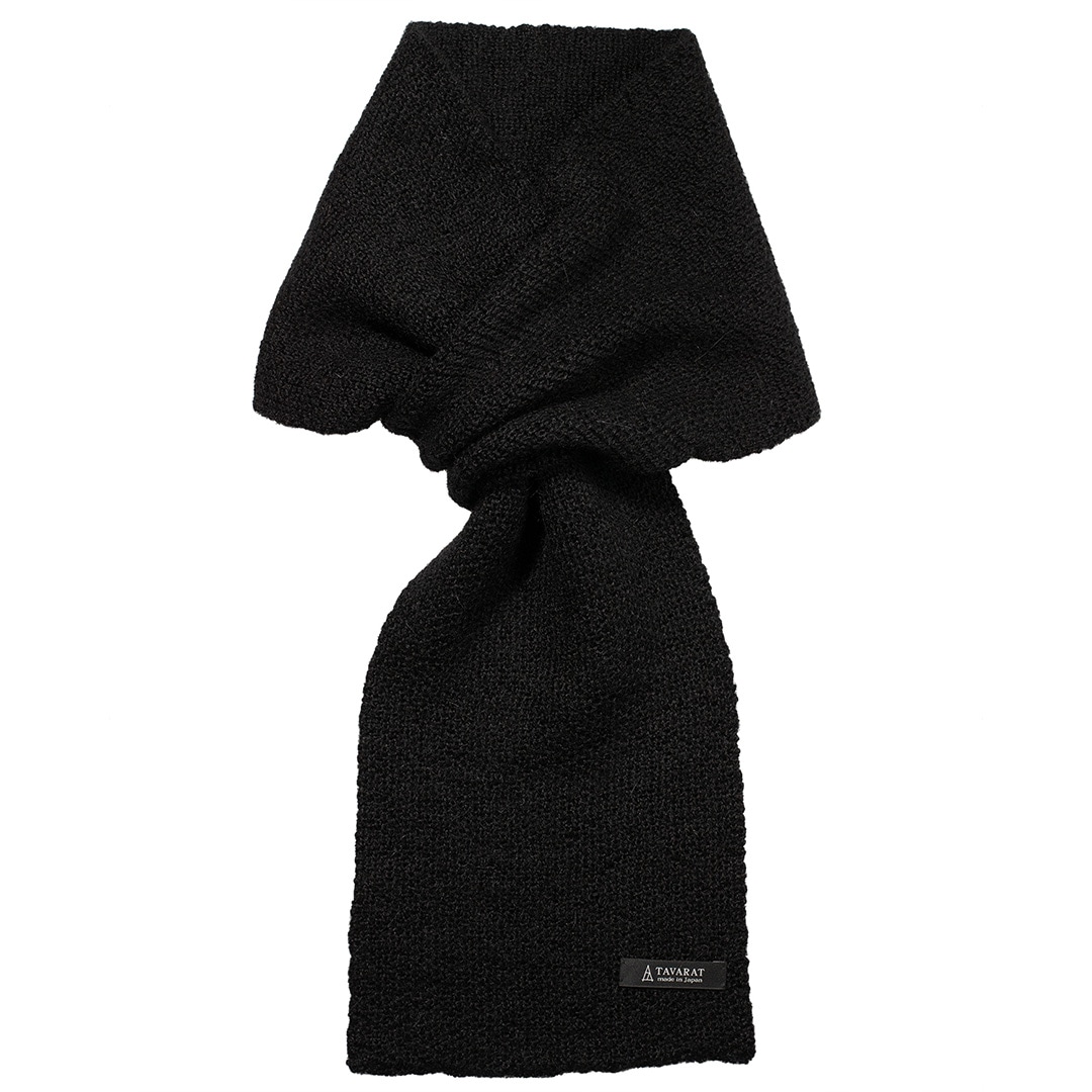 3秒マフラー アルパカ 100% メンズ 薄手 ミニマフラー 男性 日本製 秋冬 防寒 ビジネス 保温 柔らかい ギフト プレゼント【01】ブラック Tps-190-bk