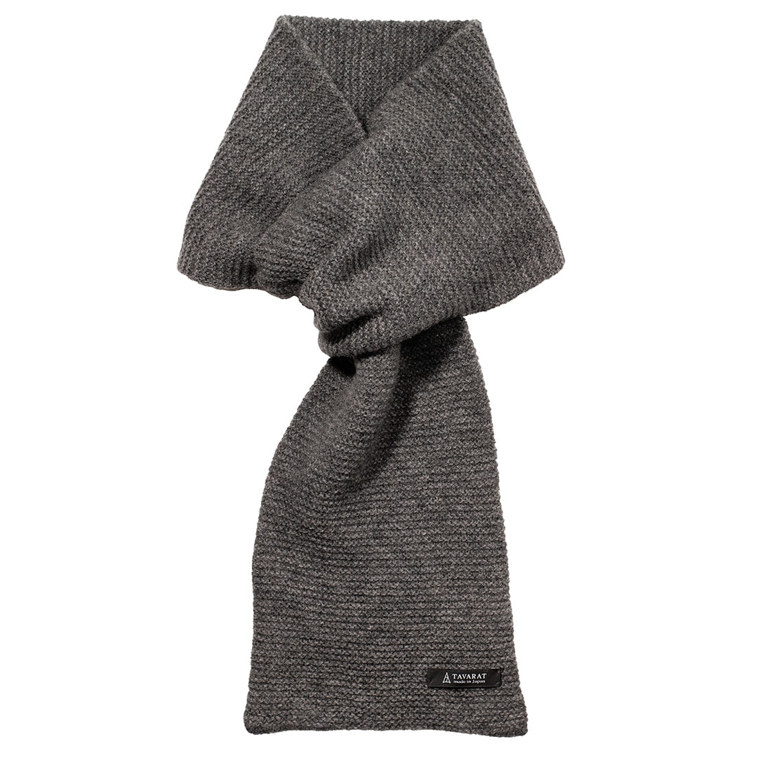 3秒マフラー タック編み メンズ 薄手 ミニマフラー 男性 日本製 秋冬 防寒 ビジネス 保温 柔らかい ギフト プレゼント【03】グレー Tps-191-gy