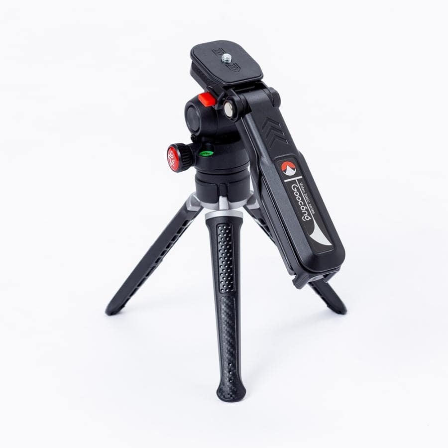 Goocong(グーコン)ローアングル対応 スマホホルダー付きビデオ雲台搭載 テーブルトップ三脚 Video Maker
