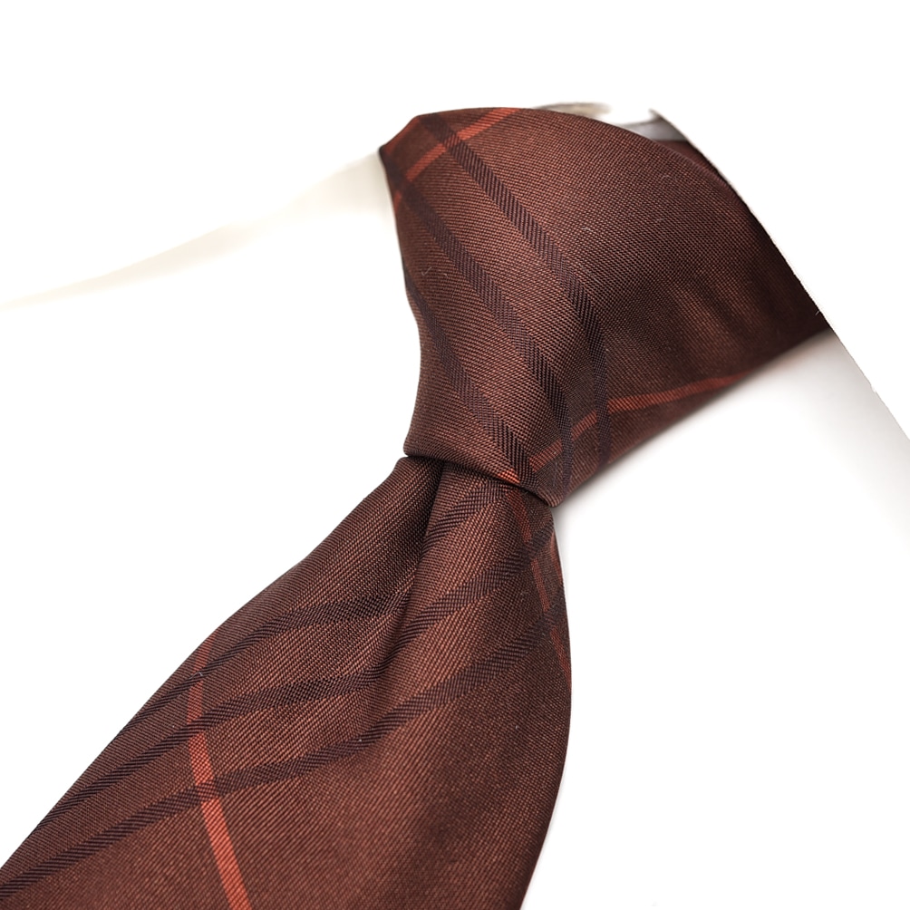 レコパン Les copains ネクタイ メンズ シルク 100% チェック ブラウン イタリア ブランド MADE IN ITALY ビジネス ギフト プレゼント