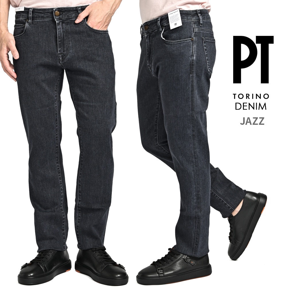 ピーティートリノ デニム PT TORINO DENIM JAZZ ジャズ UPDATED デニムジーンズ スーパーストレッチ パンツ メンズ コットン リヨセル ウォッシュドブラック イタリア ブランド PT05