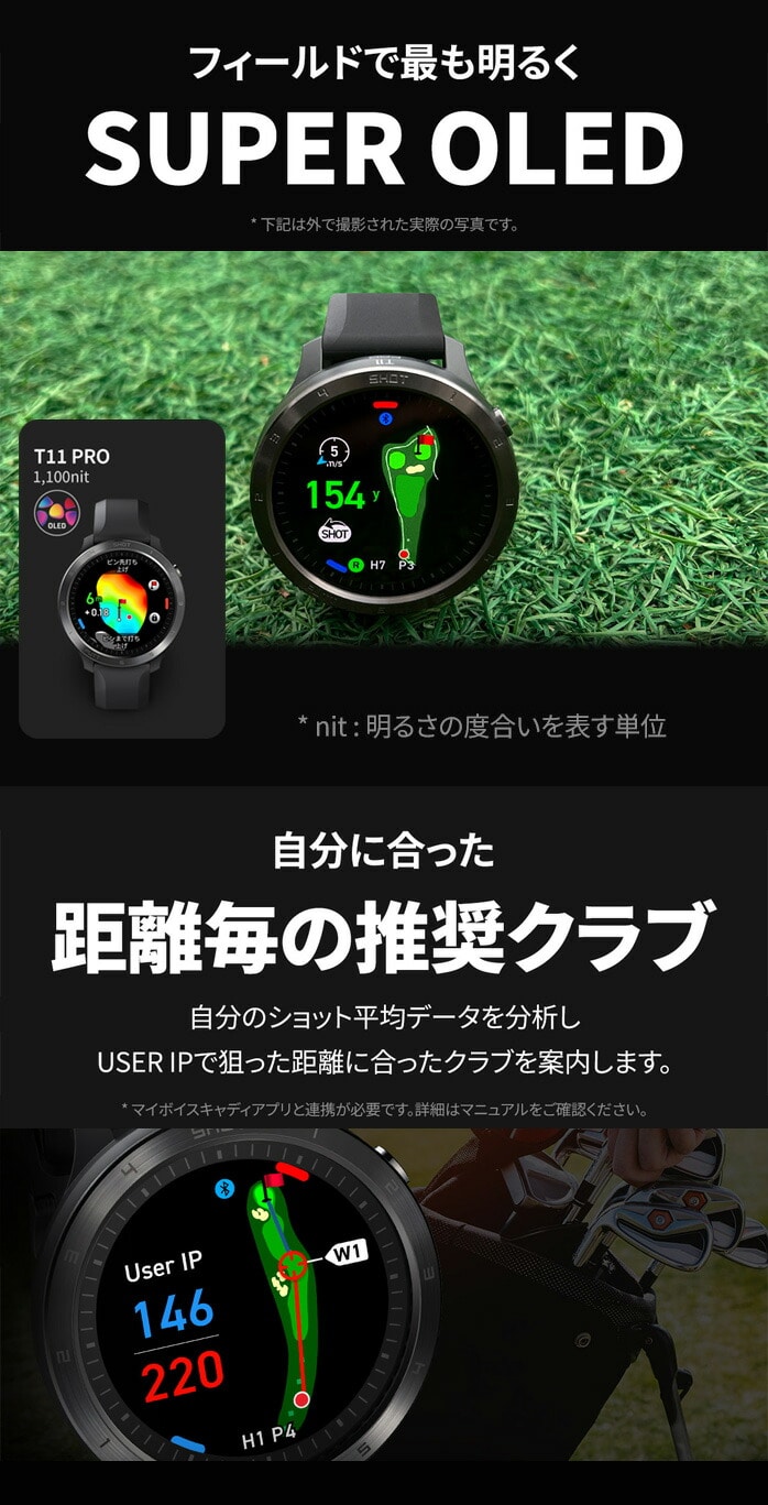 ボイスキャディ T11 PRO プロ GPS ゴルフ ウォッチ 腕時計型 GPSゴルフ