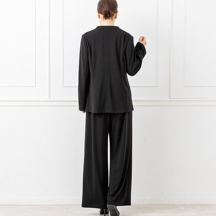 【東京ソワール】着回し力抜群 たためて洗えるブラックフォーマル パンツ3点セット ブラック M