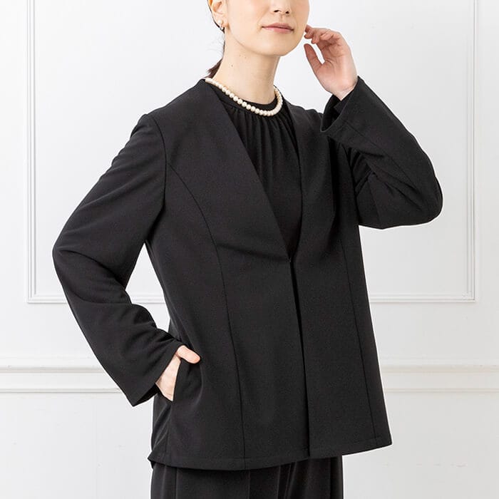 【東京ソワール】着回し力抜群 たためて洗えるブラックフォーマル パンツ3点セット ブラック M