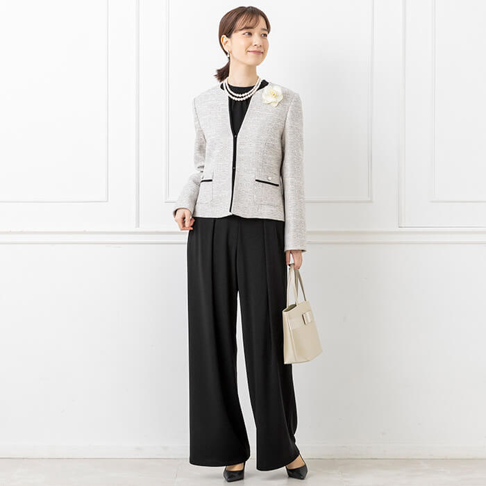 【東京ソワール】着回し力抜群 たためて洗えるブラックフォーマル パンツ3点セット ブラック M