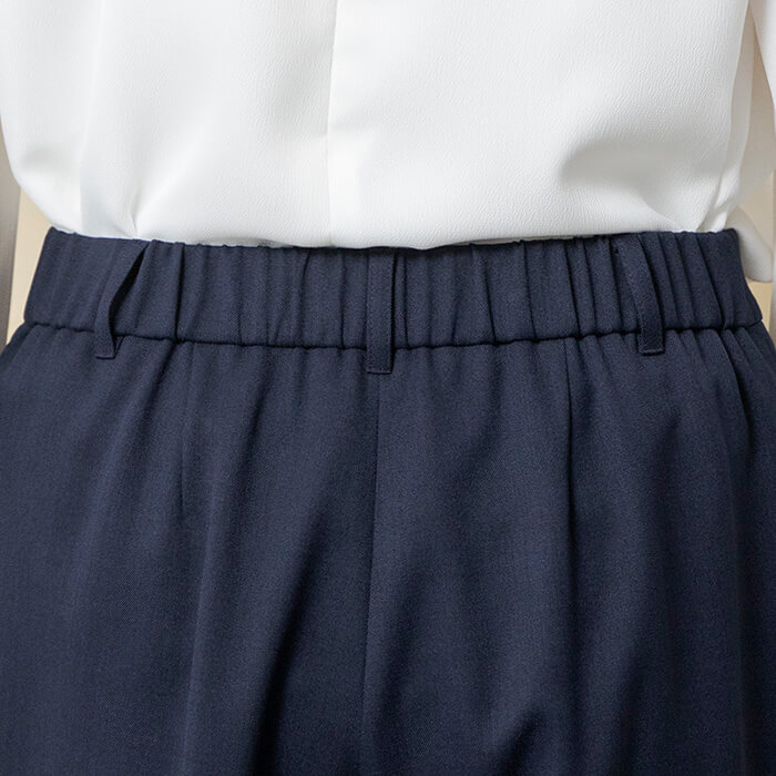 【東京ソワール】洗える|白ブラウスセットのテーパードパンツスーツ ネイビー 15号