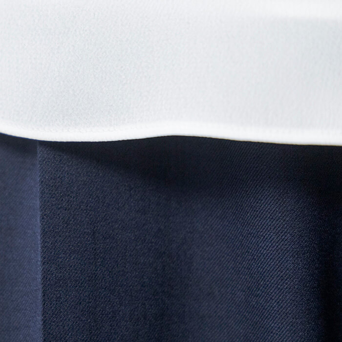 【東京ソワール】洗える|白ブラウスセットのテーパードパンツスーツ ネイビー 15号