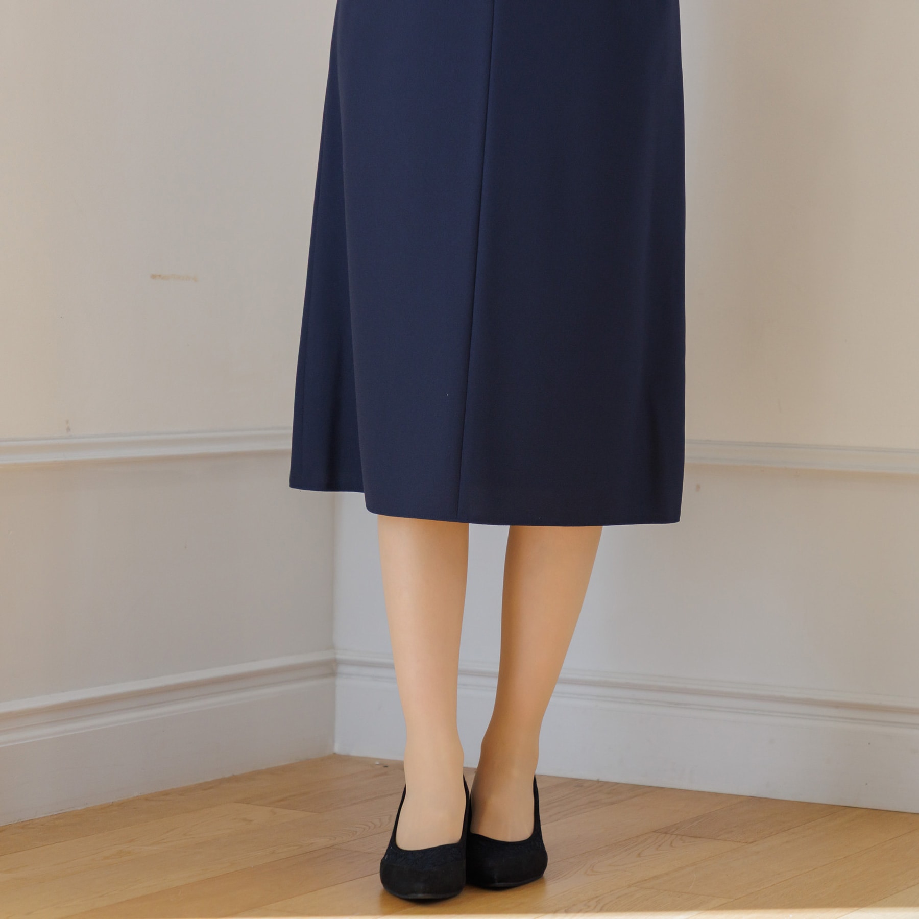 【東京ソワール】【洗える】ジャカードノーカラージャケット&袖シフォンワンピース 2点セット セレモニースーツ【学校行事・卒業式・入学式・七五三・結婚式】 ネイビー 9号