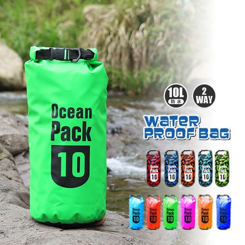防水 防水バッグ プールバッグ アウトドア 大容量 10l 10L バッグ かばん ショルダーバック ウエストポーチ ビーチバッグ 大容量 ライトグリーン【bsb-10l】 トラベルソムリエ