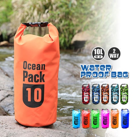 防水 防水バッグ プールバッグ アウトドア 大容量 10l 10L バッグ かばん ショルダーバック ウエストポーチ ビーチバッグ 大容量 オレンジ【bsb-10l】 トラベルソムリエ