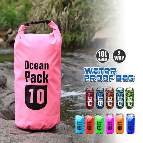 防水 防水バッグ プールバッグ アウトドア 大容量 10l 10L バッグ かばん ショルダーバック ウエストポーチ ビーチバッグ 大容量 ピンク【bsb-10l】 トラベルソムリエ