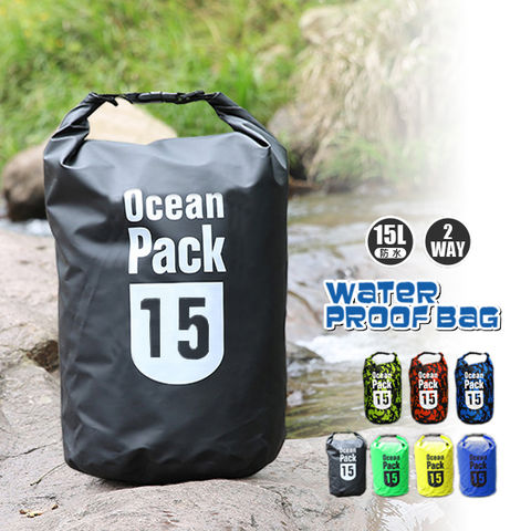 防水 防水バッグ プールバッグ アウトドア 大容量 15l 15L バッグ かばん ショルダーバック ウエストポーチ ビーチバッグ 大容量 ブラック【bsb-15l】 トラベルソムリエ