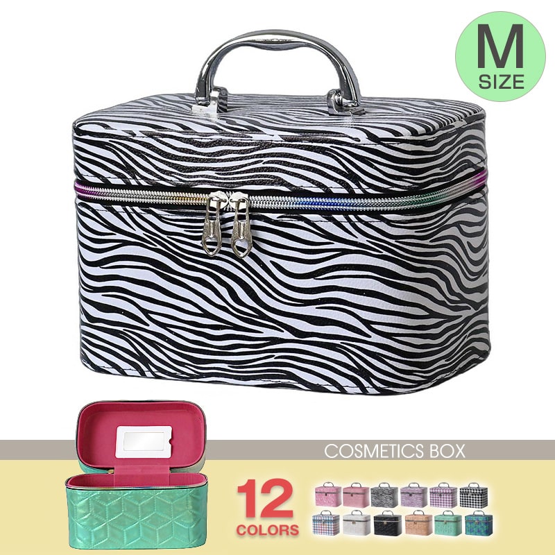 コスメボックス メイクボックス 化粧ボックス Mサイズ 大容量 鏡 鏡付き コスメ収納 化粧品 収納 ボックス おしゃれ 可愛い 使いやすい 【11345】 06/ゼブラブラック トラベルソムリエ