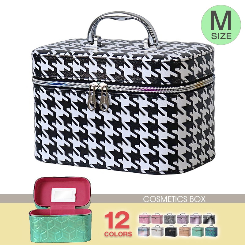 コスメボックス メイクボックス 化粧ボックス Mサイズ 大容量 鏡 鏡付き コスメ収納 化粧品 収納 ボックス おしゃれ 可愛い 使いやすい 【11345】 09/アーガイルブラック トラベルソムリエ