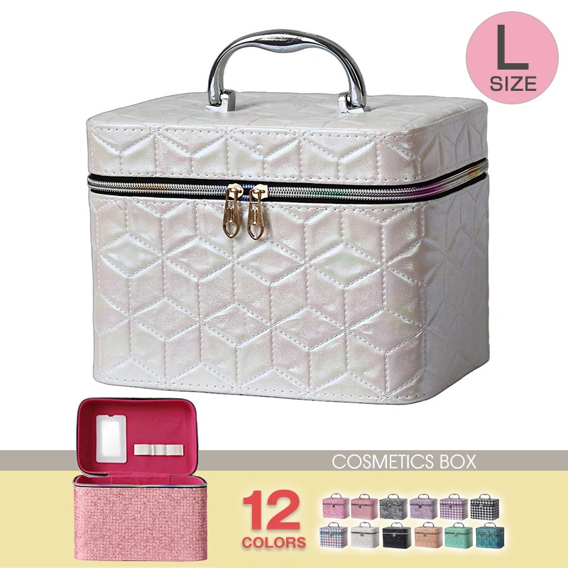 コスメボックス メイクボックス 化粧ボックス Lサイズ 大容量 鏡 鏡付き コスメ収納 化粧品 収納 ボックス おしゃれ 可愛い 使いやすい 【11345】 14A/スノーホワイト トラベルソムリエ