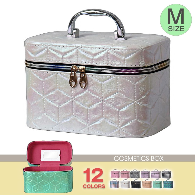 コスメボックス メイクボックス 化粧ボックス Mサイズ 大容量 鏡 鏡付き コスメ収納 化粧品 収納 ボックス おしゃれ 可愛い 使いやすい 【11345】 14A/スノーホワイト トラベルソムリエ