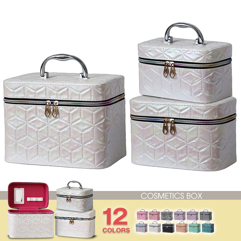 コスメボックス メイクボックス 化粧ボックス S M Lサイズ 大容量 鏡 鏡付き コスメ収納 化粧品 収納 ボックス おしゃれ 可愛い 使いやすい 3サイズセット 【11345】 14A/スノーホワイト トラベルソムリエ