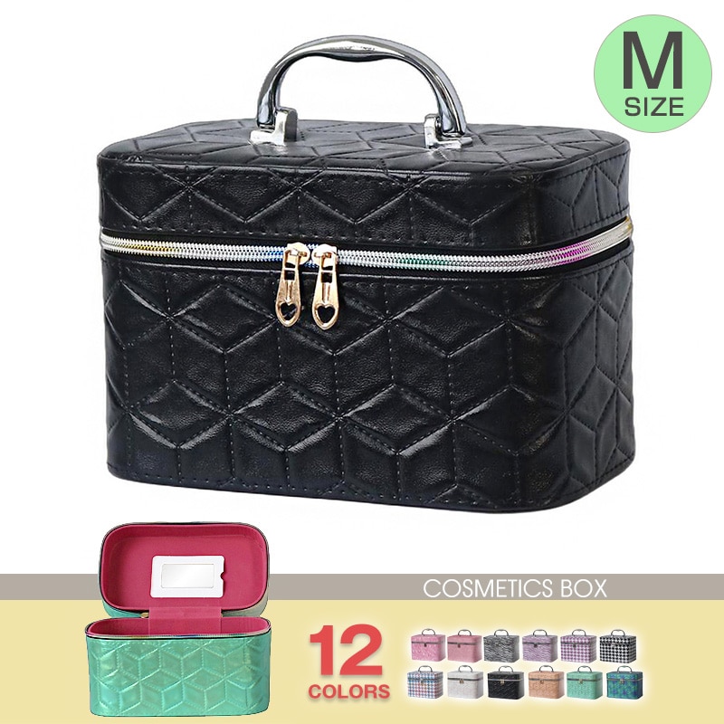 コスメボックス メイクボックス 化粧ボックス Mサイズ 大容量 鏡 鏡付き コスメ収納 化粧品 収納 ボックス おしゃれ 可愛い 使いやすい 【11345】 14B/サイレントブラック トラベルソムリエ