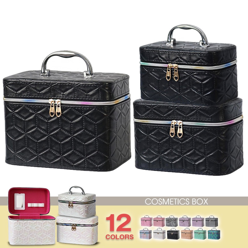 コスメボックス メイクボックス 化粧ボックス S M Lサイズ 大容量 鏡 鏡付き コスメ収納 化粧品 収納 ボックス おしゃれ 可愛い 使いやすい 3サイズセット 【11345】 14B/サイレントブラック トラベルソムリエ