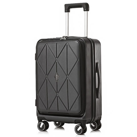 スーツケース Sサイズ フロントオープン 拡張機能 機内持ち込み キャリーケース 20インチ 多機能 静音 軽量 旅行バッグ 大容量 【LH001-S】 ブラック トラベルソムリエ