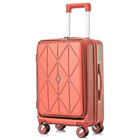スーツケース Sサイズ フロントオープン 拡張機能 機内持ち込み キャリーケース 20インチ 多機能 静音 軽量 旅行バッグ 大容量 【LH001-S】 オレンジ トラベルソムリエ