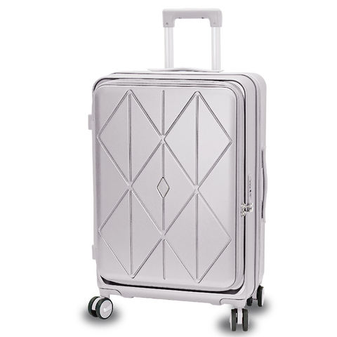 スーツケース Mサイズ フロントオープン 拡張機能 キャリーケース 24インチ 多機能 静音 軽量 旅行バッグ 大容量 【LH001-M】 シルバー トラベルソムリエ