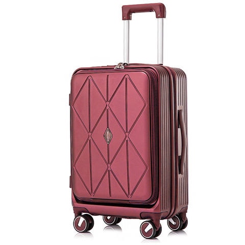 スーツケース Sサイズ フロントオープン 拡張機能 機内持ち込み キャリーケース 20インチ 多機能 静音 軽量 旅行バッグ 大容量 【LH001-S】 ワインレッド トラベルソムリエ