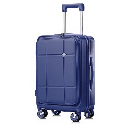 スーツケース Sサイズ フロントオープン 拡張機能 機内持ち込み キャリーケース 20インチ 多機能 静音 軽量 旅行バッグ 大容量 【LH002-S】 ダークブルー トラベルソムリエ