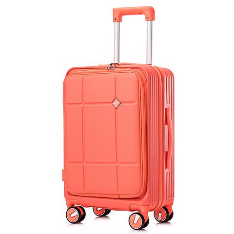 スーツケース Sサイズ フロントオープン 拡張機能 機内持ち込み キャリーケース 20インチ 多機能 静音 軽量 旅行バッグ 大容量 【LH002-S】 オレンジ トラベルソムリエ