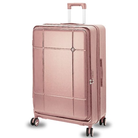 スーツケース Lサイズ フロントオープン 拡張機能 キャリーケース 28インチ 多機能 静音 軽量 旅行バッグ 大容量 【LH002-L】 ピンク トラベルソムリエ