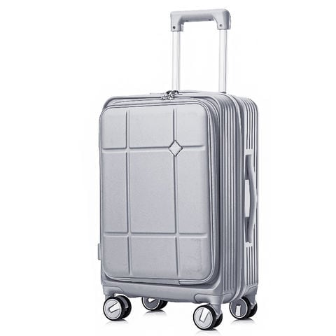 スーツケース Sサイズ フロントオープン 拡張機能 機内持ち込み キャリーケース 20インチ 多機能 静音 軽量 旅行バッグ 大容量 【LH002-S】 シルバー トラベルソムリエ