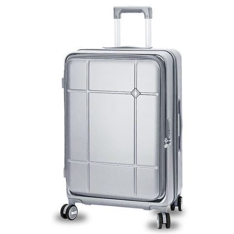 スーツケース Mサイズ フロントオープン 拡張機能 キャリーケース 24インチ 多機能 静音 軽量 旅行バッグ 大容量 【LH002-M】 シルバー トラベルソムリエ