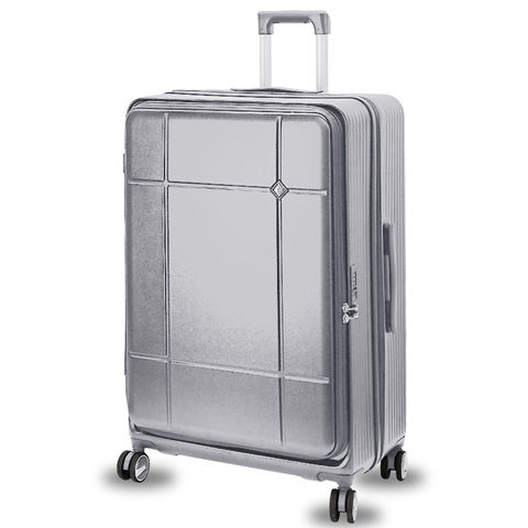 スーツケース Lサイズ フロントオープン 拡張機能 キャリーケース 28インチ 多機能 静音 軽量 旅行バッグ 大容量 【LH002-L】 シルバー トラベルソムリエ