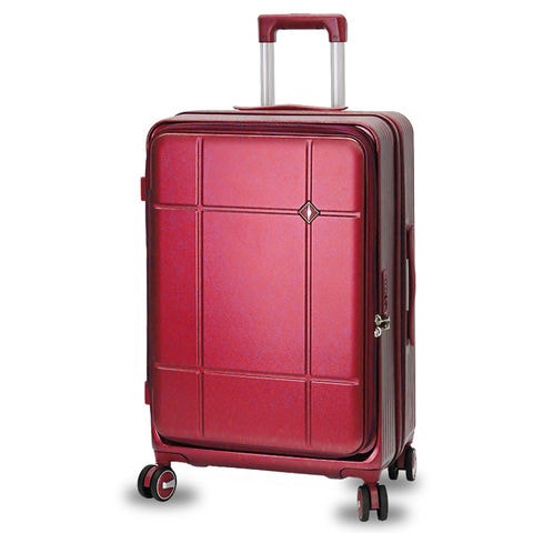 スーツケース Mサイズ フロントオープン 拡張機能 キャリーケース 24インチ 多機能 静音 軽量 旅行バッグ 大容量 【LH002-M】 ワインレッド トラベルソムリエ