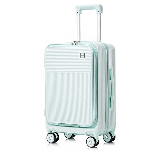 スーツケース Sサイズ フロントオープン 拡張機能 機内持ち込み キャリーケース 20インチ 多機能 静音 軽量 旅行バッグ 大容量 【LH003-S】 ミントグリーン トラベルソムリエ