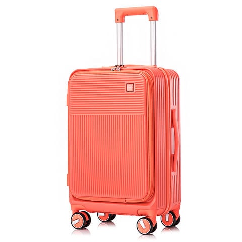 スーツケース Sサイズ フロントオープン 拡張機能 機内持ち込み キャリーケース 20インチ 多機能 静音 軽量 旅行バッグ 大容量 【LH003-S】 オレンジ トラベルソムリエ