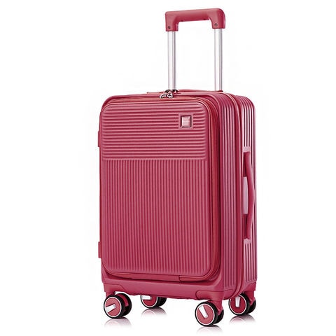 スーツケース Sサイズ フロントオープン 拡張機能 機内持ち込み キャリーケース 20インチ 多機能 静音 軽量 旅行バッグ 大容量 【LH003-S】 ワインレッド トラベルソムリエ