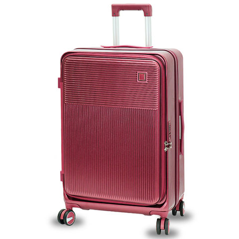 スーツケース Mサイズ フロントオープン 拡張機能 キャリーケース 24インチ 多機能 静音 軽量 旅行バッグ 大容量 【LH003-M】 ワインレッド トラベルソムリエ