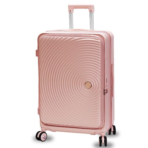 スーツケース Lサイズ フロントオープン 拡張機能 キャリーケース 28インチ 多機能 静音 軽量 旅行バッグ 大容量 【LH004-L】 ピンク トラベルソムリエ