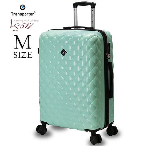 キルト風 かわいい スーツケース キャリーケース キャリーバッグ Mサイズ 軽量 TSAロック ハードケース 海外 国内 旅行 おしゃれ かわいい 中型 小型 女子旅 Transporter【ls517m】 ライトグリーン トラベルソムリエ