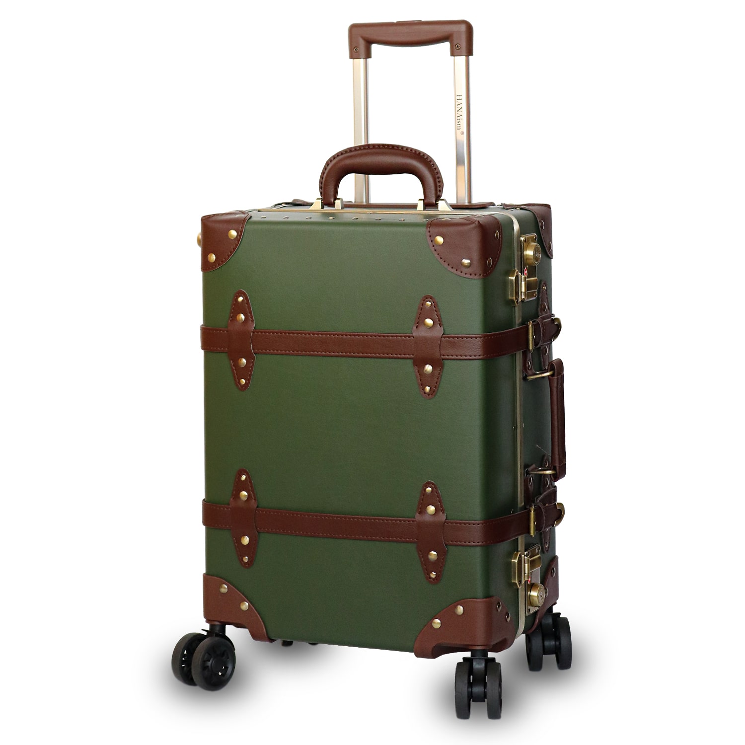 キャリーバッグ 機内持ち込み トランクケース アンティーク スーツケース Sサイズ 18インチ キャリーケース フレームタイプ 小型 アルミフレーム TSAロック かわいい オシャレ HANAism 【ST】 2/グリーン トラベルソムリエ t-s1